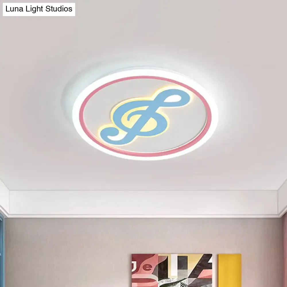 Modern LED Acrylic Flush Light - Blue Music Note Shaped Ceiling Lamp in White/Warm Light