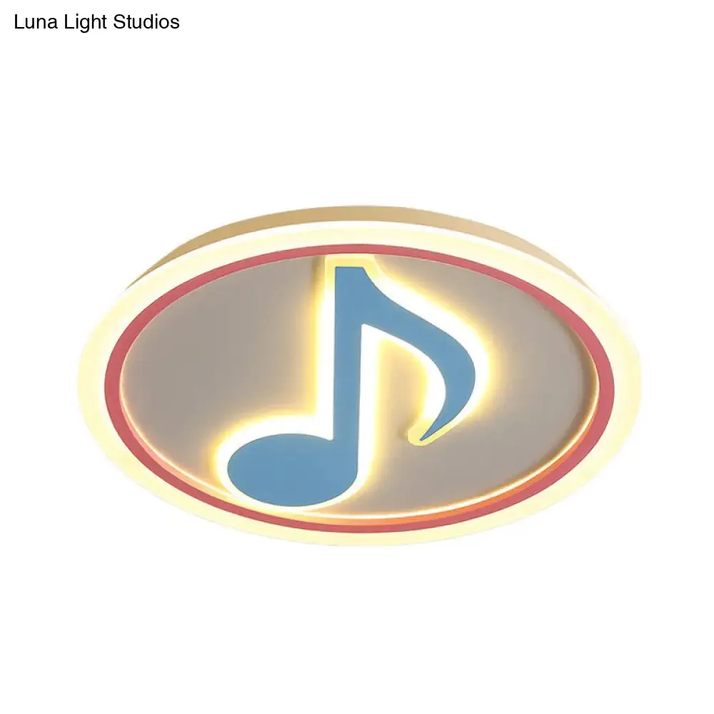 Modern LED Acrylic Flush Light - Blue Music Note Shaped Ceiling Lamp in White/Warm Light
