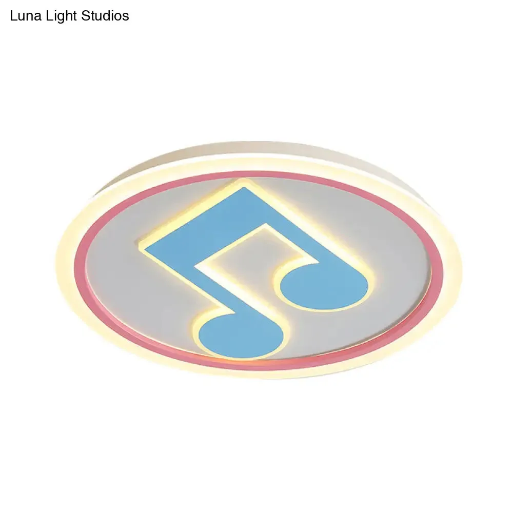 Modern LED Acrylic Flush Light - Blue Music Note Shaped Ceiling Lamp in White/Warm Light