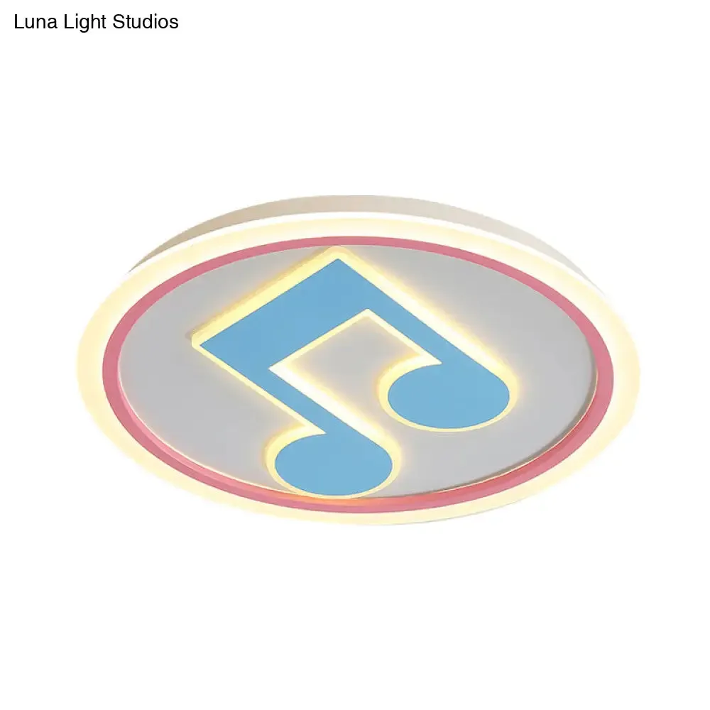 Modern LED Acrylic Flush Light - Blue Music Note Shaped Ceiling Lamp in White/Warm Light