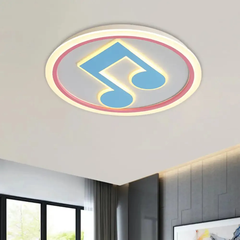 Modern LED Acrylic Flush Light - Blue Music Note Shaped Ceiling Lamp in White/Warm Light