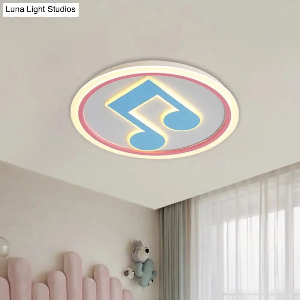 Modern LED Acrylic Flush Light - Blue Music Note Shaped Ceiling Lamp in White/Warm Light