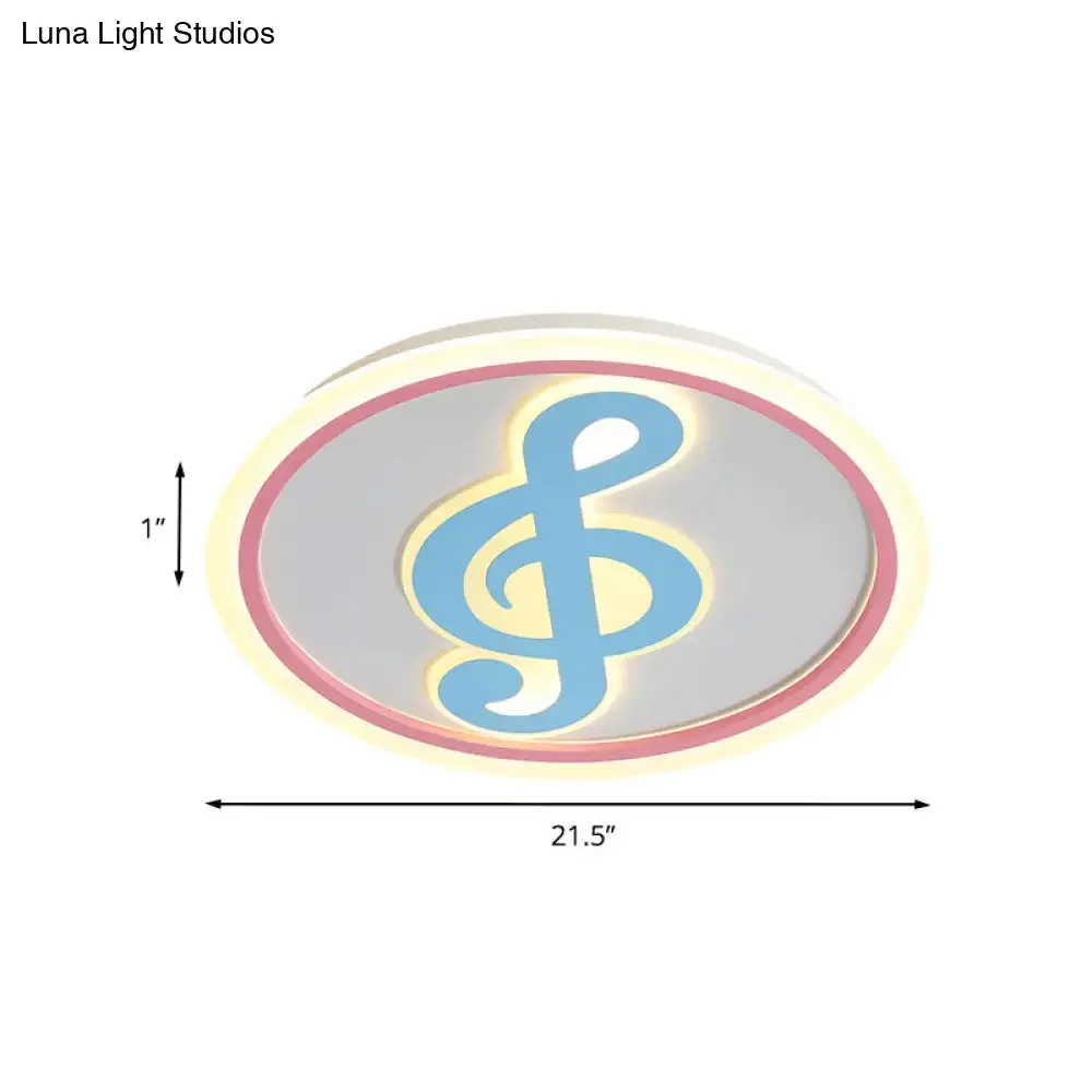 Modern LED Acrylic Flush Light - Blue Music Note Shaped Ceiling Lamp in White/Warm Light