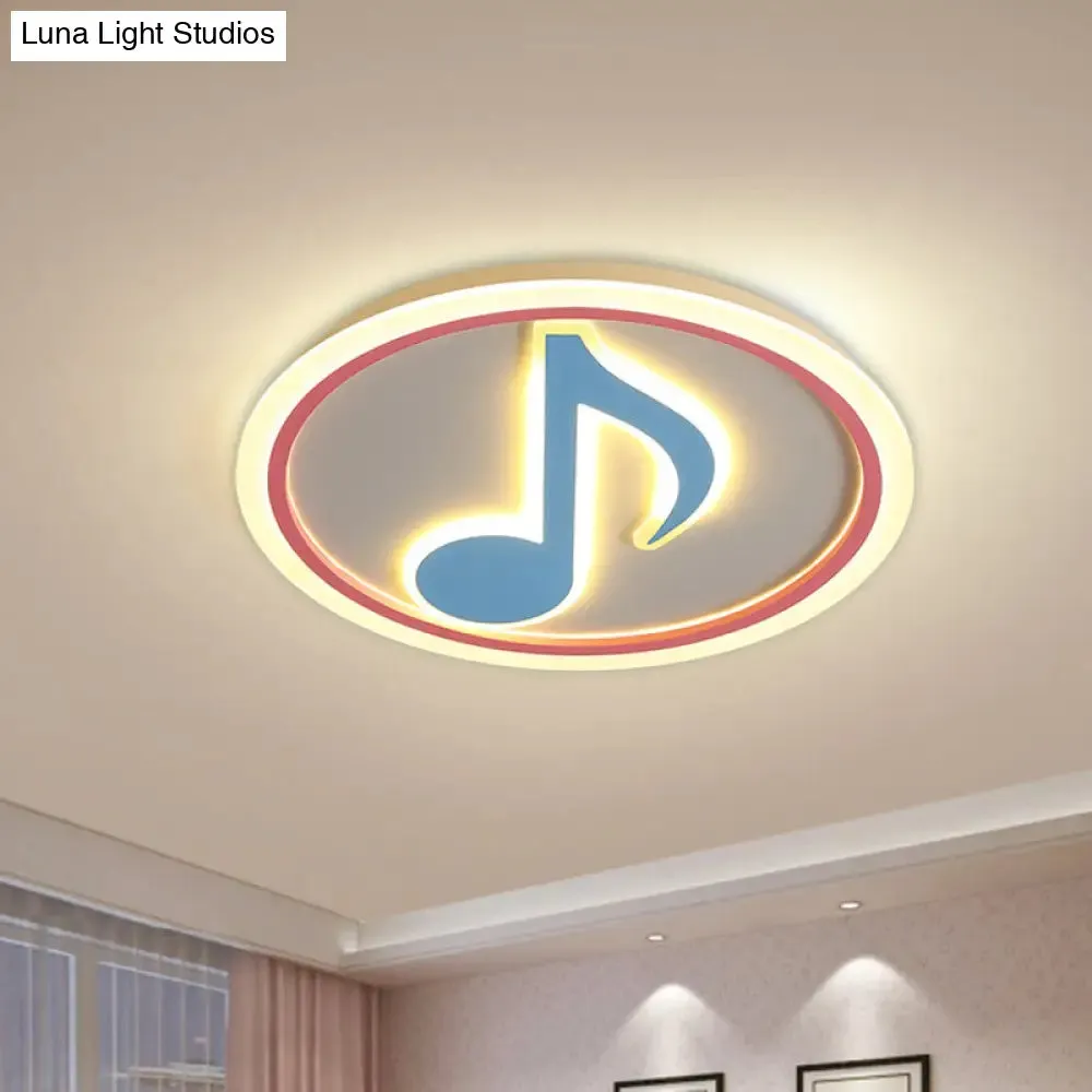 Modern LED Acrylic Flush Light - Blue Music Note Shaped Ceiling Lamp in White/Warm Light