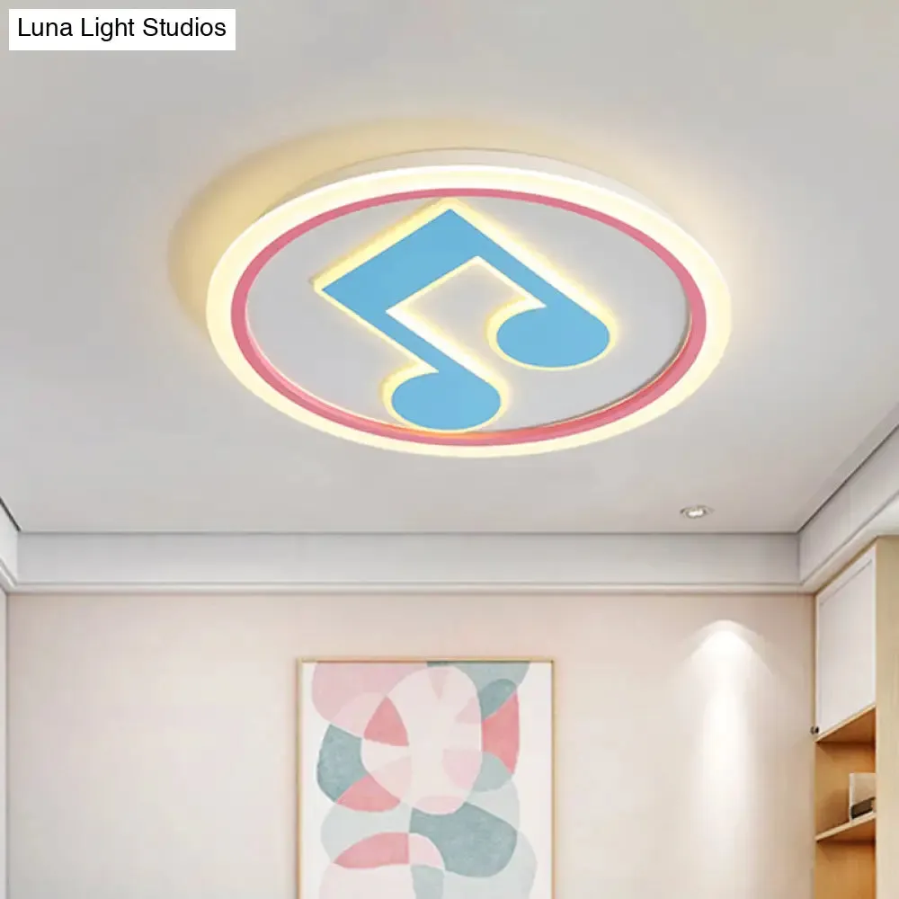 Modern LED Acrylic Flush Light - Blue Music Note Shaped Ceiling Lamp in White/Warm Light