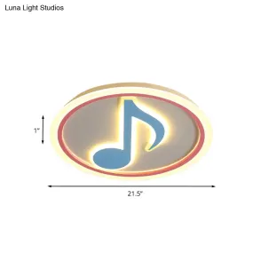 Modern LED Acrylic Flush Light - Blue Music Note Shaped Ceiling Lamp in White/Warm Light
