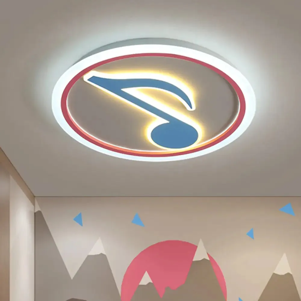 Modern LED Acrylic Flush Light - Blue Music Note Shaped Ceiling Lamp in White/Warm Light