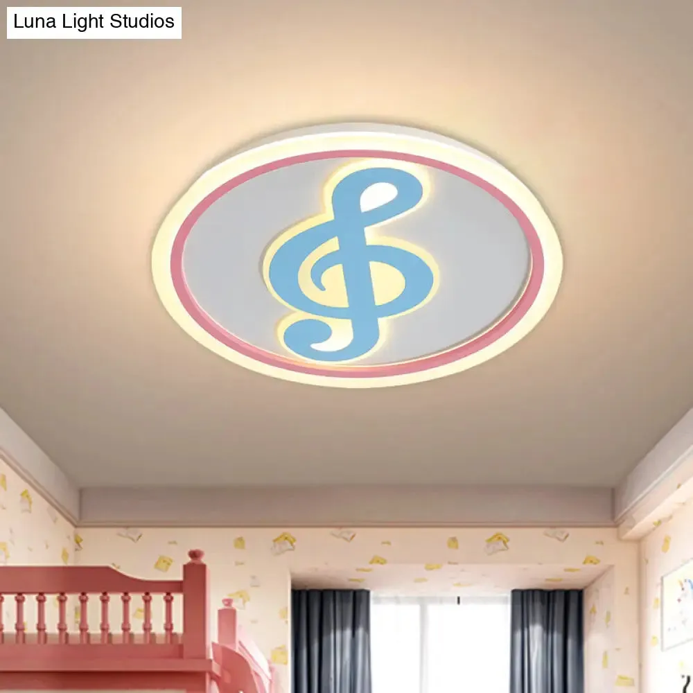 Modern LED Acrylic Flush Light - Blue Music Note Shaped Ceiling Lamp in White/Warm Light