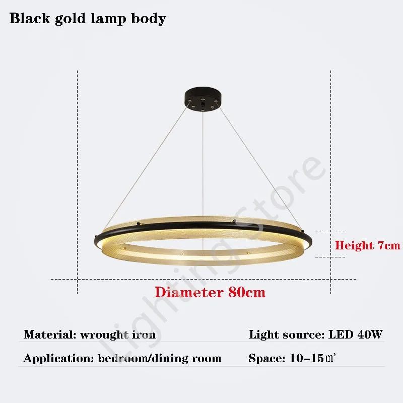 Modern LED Simple Light Luxury Ring Dining Room Chandelier Living Room Lamp Nordic Art Lamp Nordic Round Living Room Chandelier