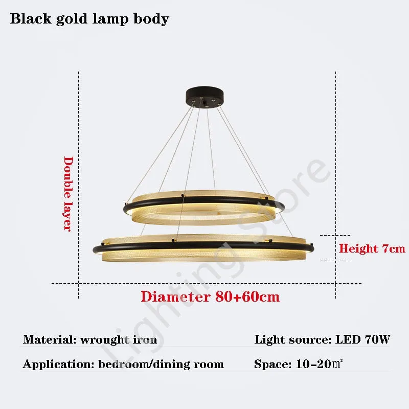 Modern LED Simple Light Luxury Ring Dining Room Chandelier Living Room Lamp Nordic Art Lamp Nordic Round Living Room Chandelier