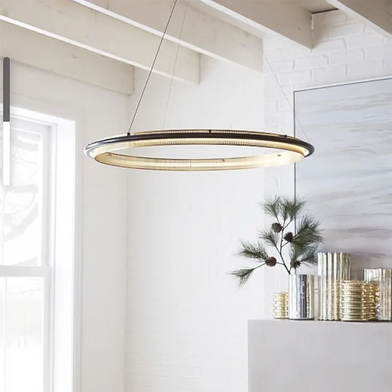 Modern LED Simple Light Luxury Ring Dining Room Chandelier Living Room Lamp Nordic Art Lamp Nordic Round Living Room Chandelier