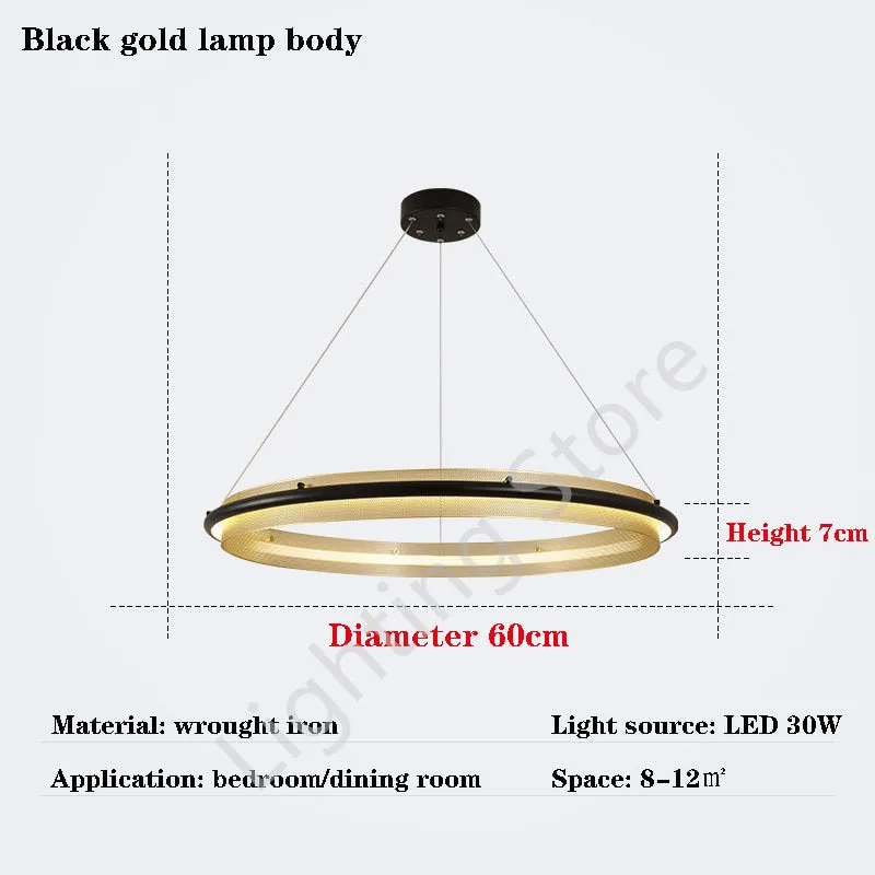 Modern LED Simple Light Luxury Ring Dining Room Chandelier Living Room Lamp Nordic Art Lamp Nordic Round Living Room Chandelier