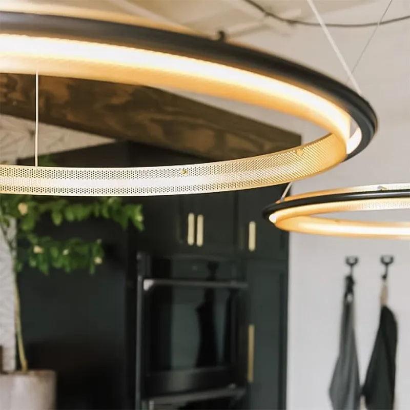 Modern LED Simple Light Luxury Ring Dining Room Chandelier Living Room Lamp Nordic Art Lamp Nordic Round Living Room Chandelier