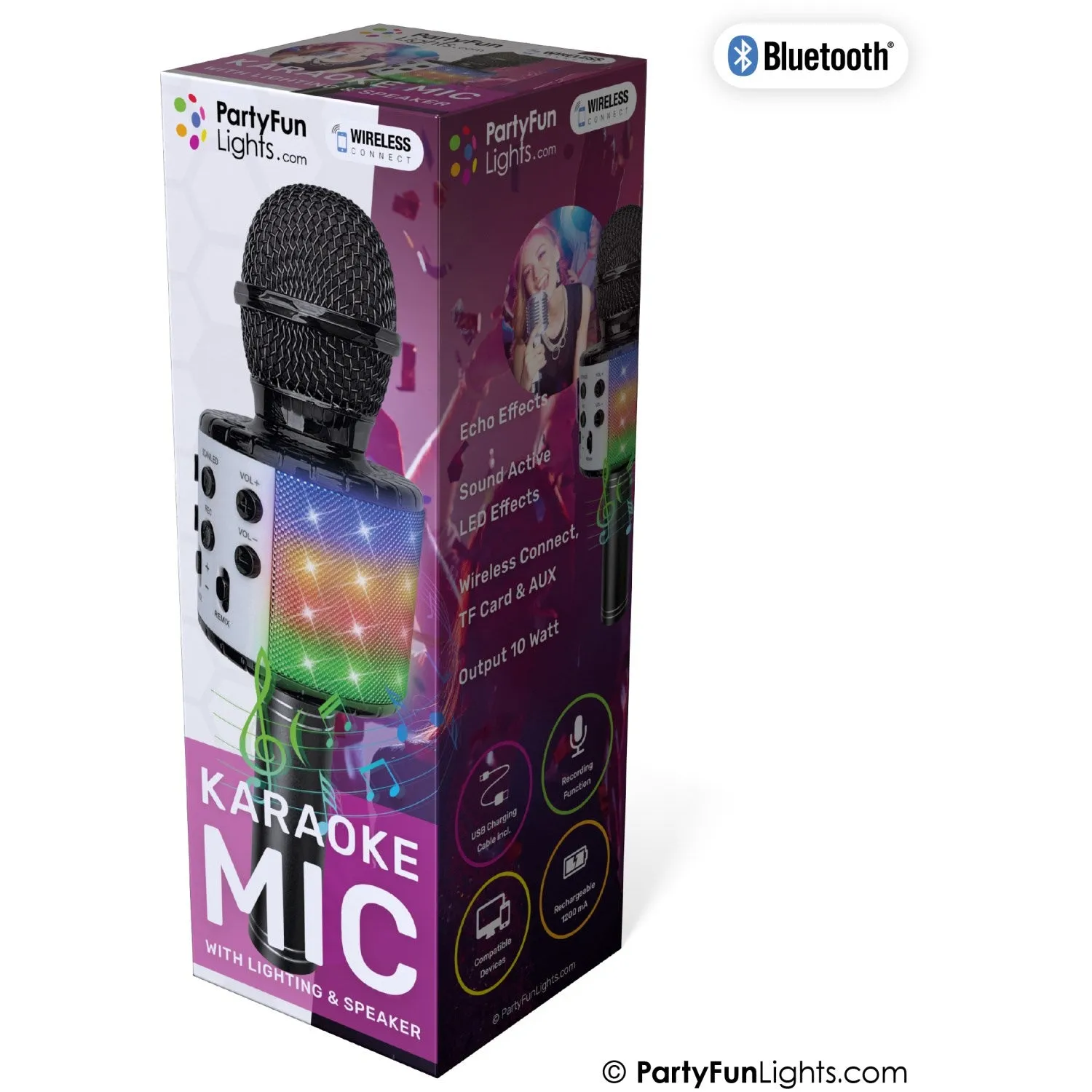 Party Funlight Karaoke Microphone with Speaker - Black