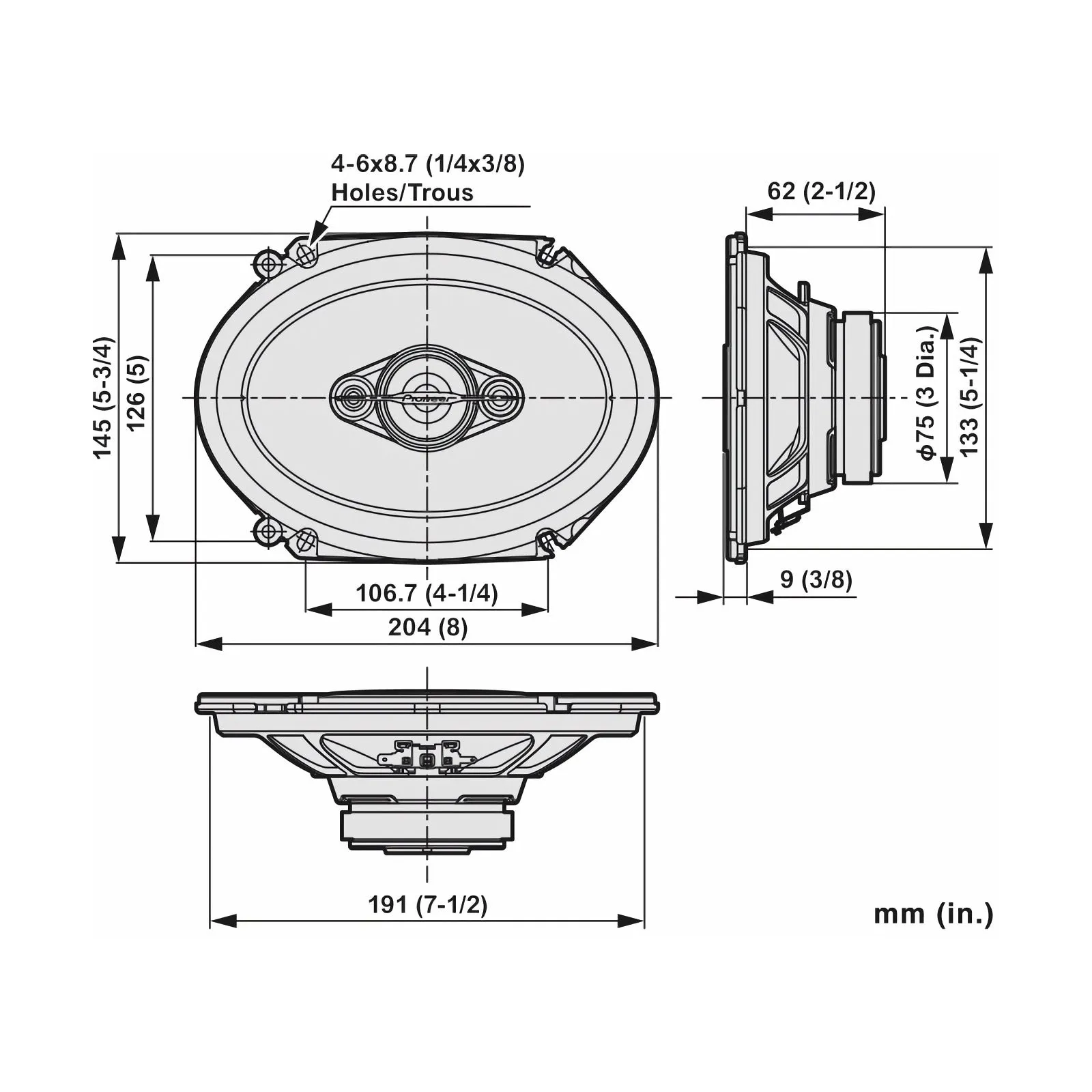 Pioneer TS-A6881F 6" x 8" 350 Watt 4-Way Full-Range Coaxial Car Speakers (pair)
