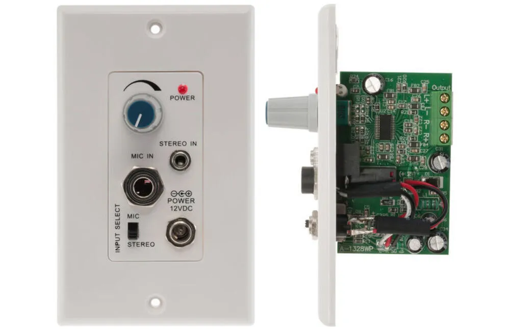PRO2 PRO1328WP Audio Power PA Amplifier Wall Plate with 3.5mm Line/Microphone Input