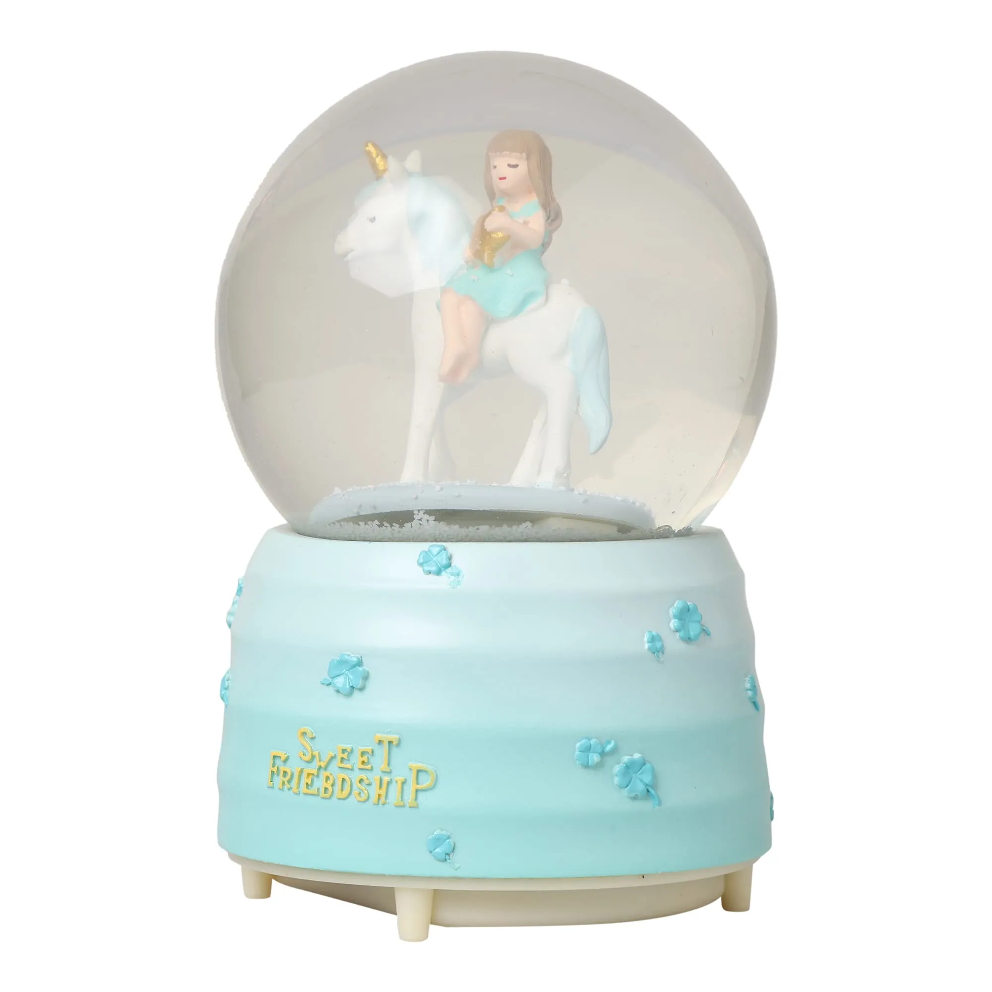 SAMVARDHAN Musical Unicorn Snow Globe for Kids, 100mm Resin Glitter Music Box with Multiple Tunes, Gift for Girls