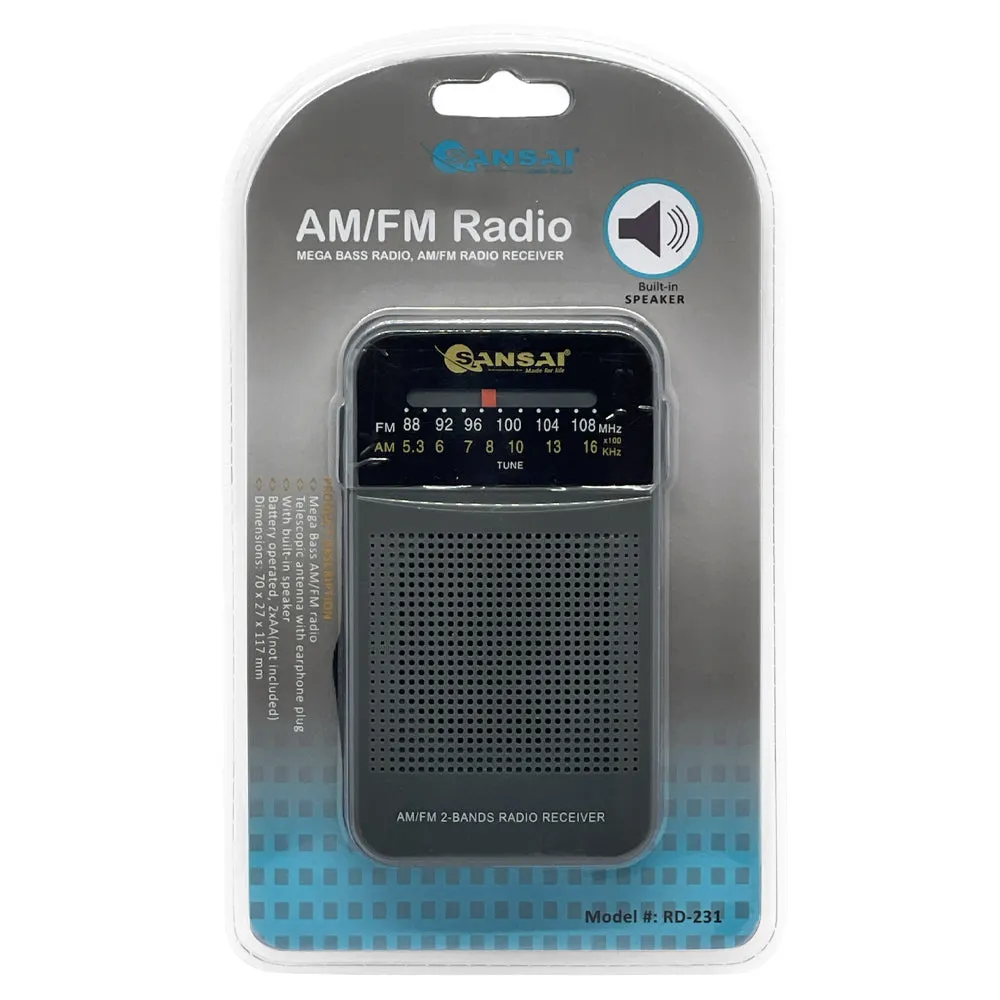 Sansai AM/FM 2-Band Portable Speaker with Mega Bass (Dark Grey)