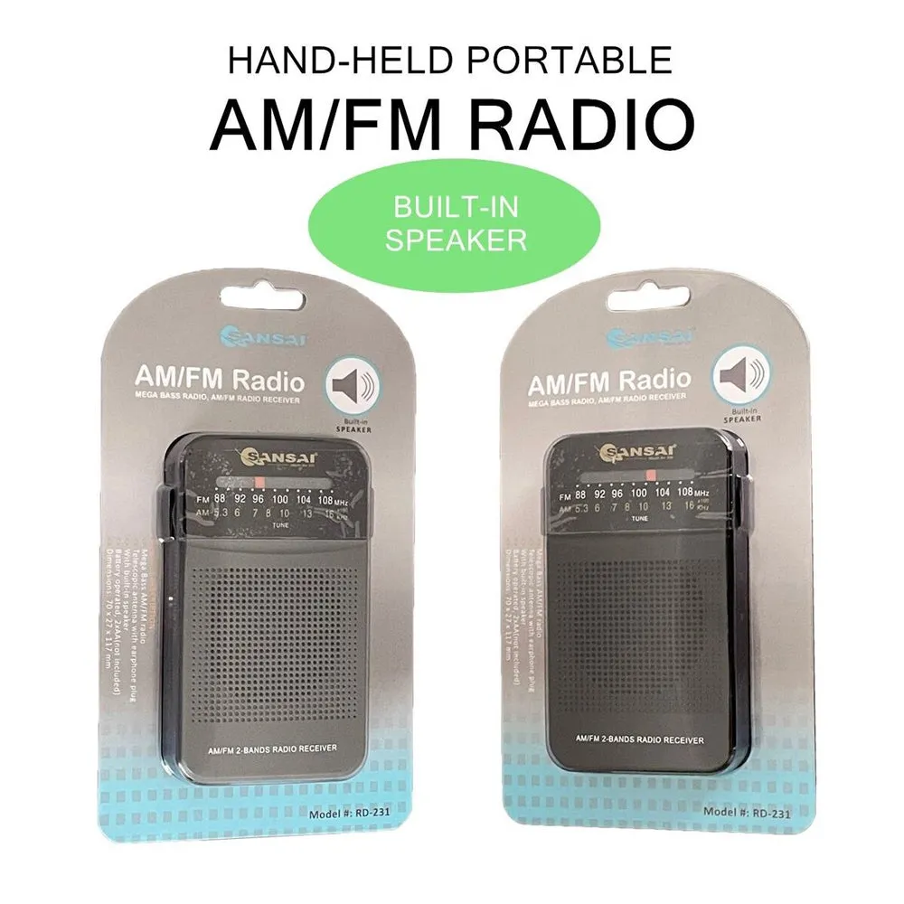 Sansai AM/FM 2-Band Portable Speaker with Mega Bass (Dark Grey)