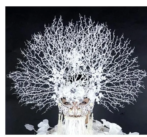 Sexy men stage dance LED lights White Branch headdress dance wear Christmas Valentine's day party performance show costume