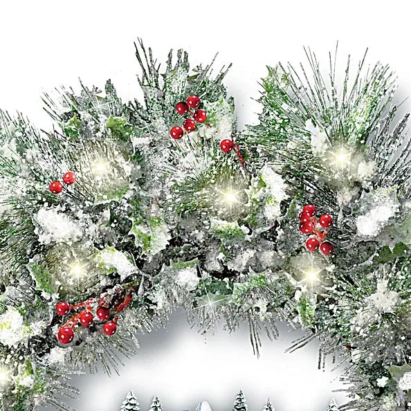 The Bradford Exchange A Holiday Homecoming Lighted Musical Wreath Holiday Village Christmas Decoration by Thomas Kinkade 14-Inches