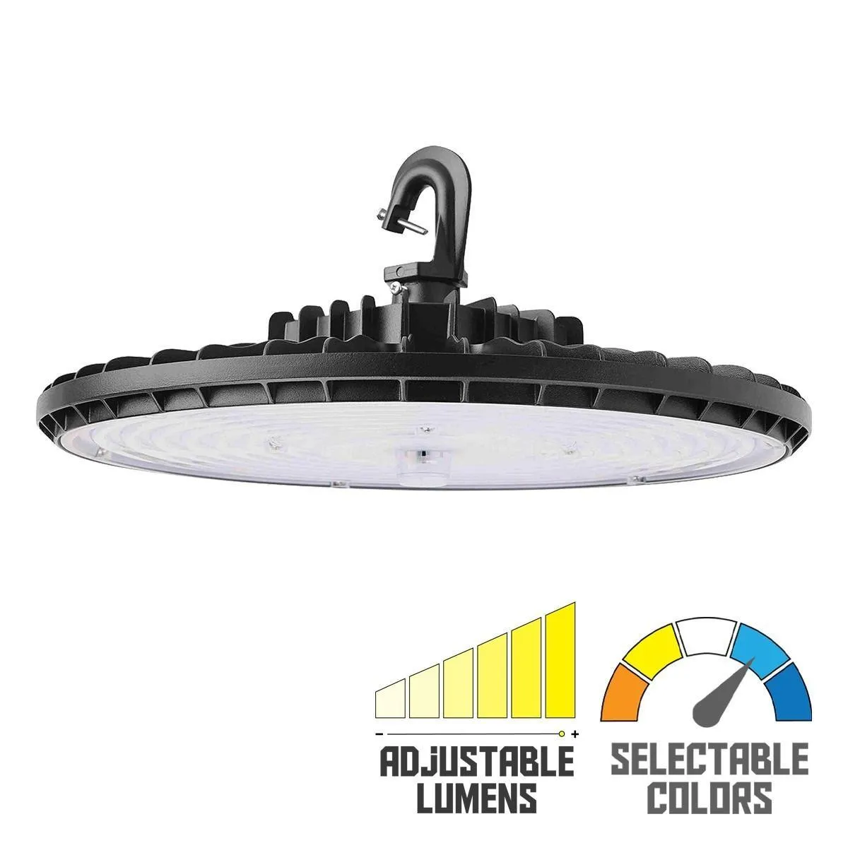 UFO LED High Bay Light, 230 Watts, 36000 Lumens, 4000K/5000K, Black Finish, 120-277V