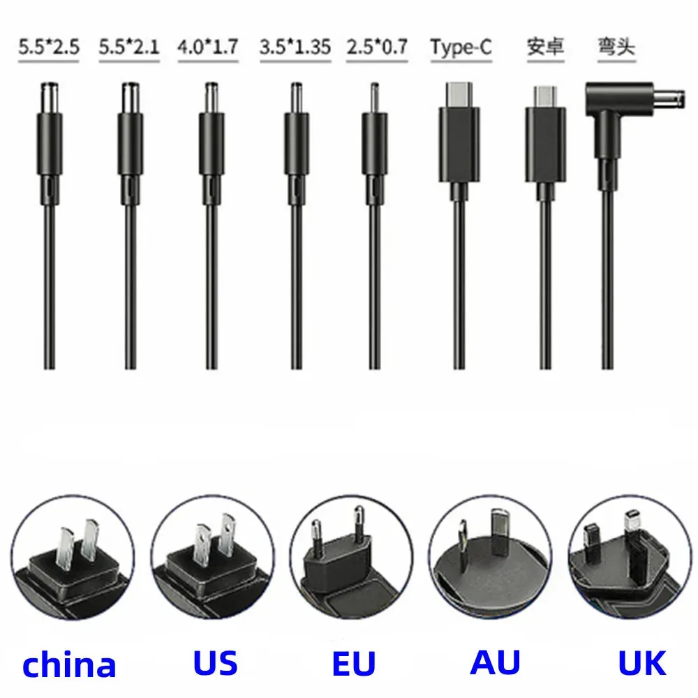 US Plug 24V 1A 1.5a 2A 2.5A 3A 3.5 3.75 4A 4.75 5A 6A 6.25A 25v Power Supply Adapter Switch Adaptor Current Source Converter Display LED