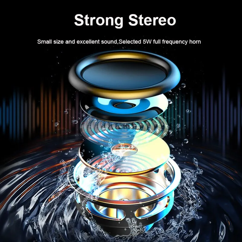 Wireless Speaker Mini Bluetooth Speaker Ture Wireless BT5.0 HIFI Smart Column with LED Display Alarm Clock Clear Stereo Sound