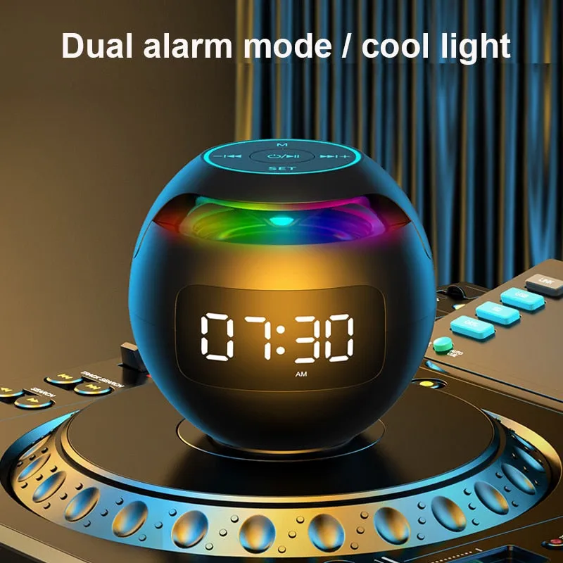 Wireless Speaker Mini Bluetooth Speaker Ture Wireless BT5.0 HIFI Smart Column with LED Display Alarm Clock Clear Stereo Sound