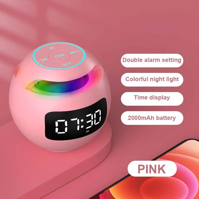 Wireless Speaker Mini Bluetooth Speaker Ture Wireless BT5.0 HIFI Smart Column with LED Display Alarm Clock Clear Stereo Sound