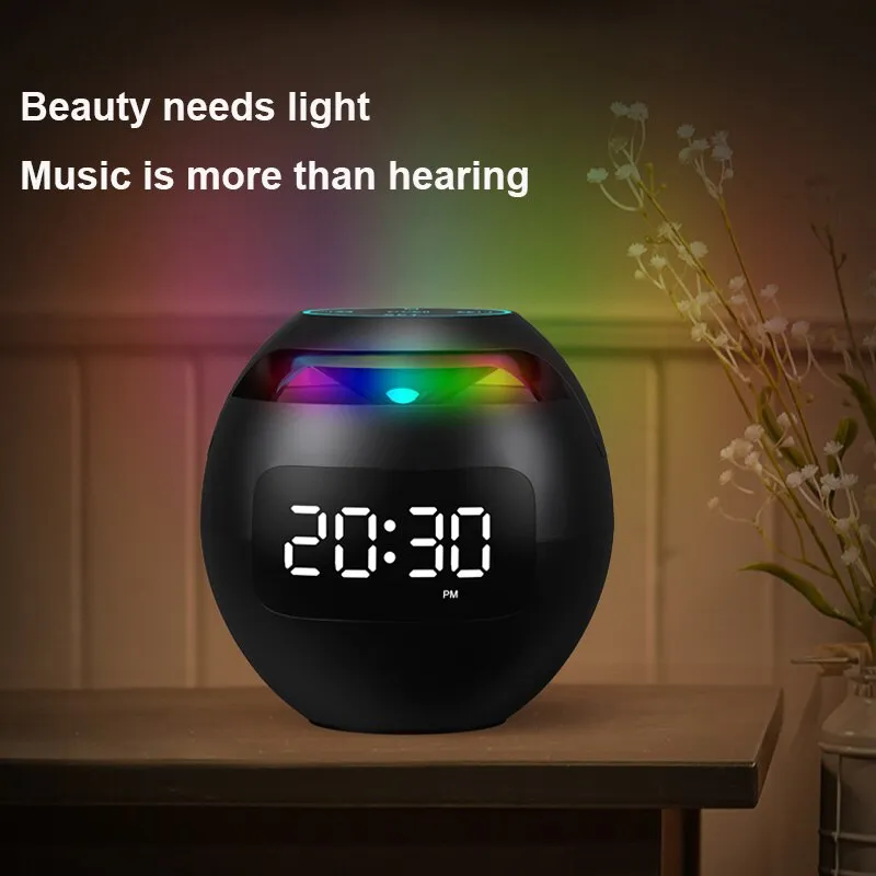 Wireless Speaker Mini Bluetooth Speaker Ture Wireless BT5.0 HIFI Smart Column with LED Display Alarm Clock Clear Stereo Sound