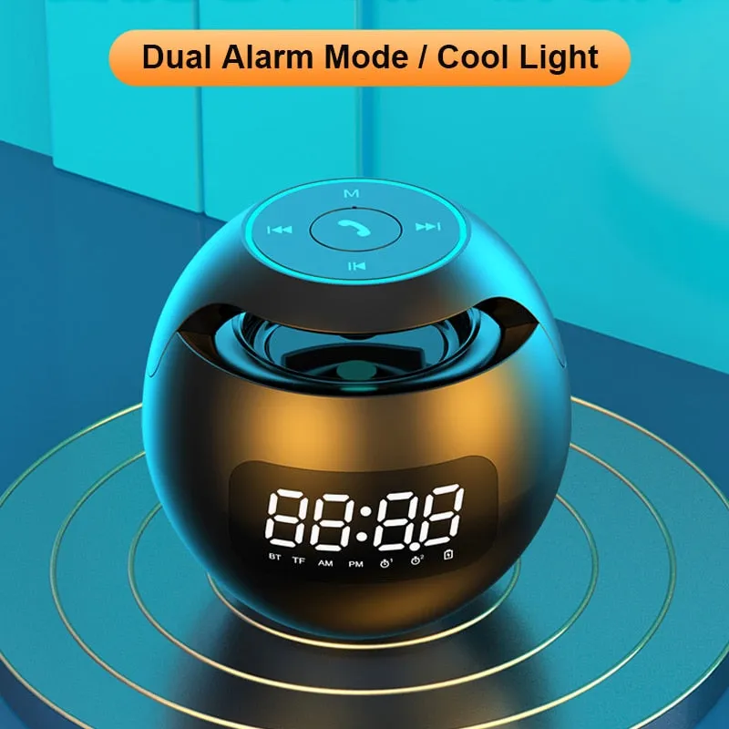 Wireless Speaker Mini Bluetooth Speaker Ture Wireless BT5.0 HIFI Smart Column with LED Display Alarm Clock Clear Stereo Sound