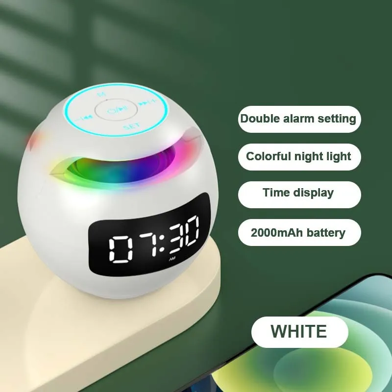 Wireless Speaker Mini Bluetooth Speaker Ture Wireless BT5.0 HIFI Smart Column with LED Display Alarm Clock Clear Stereo Sound