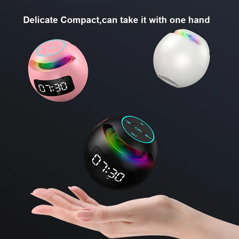 Wireless Speaker Mini Bluetooth Speaker Ture Wireless BT5.0 HIFI Smart Column with LED Display Alarm Clock Clear Stereo Sound