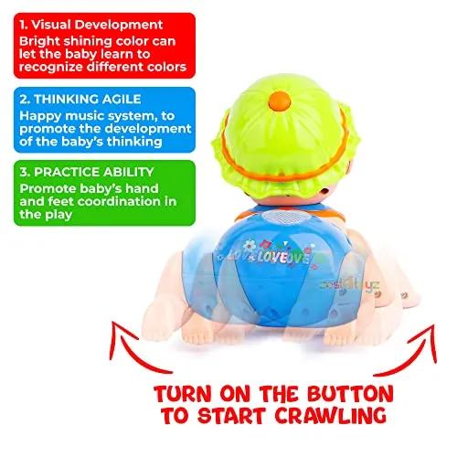zest 4 toyz Musical Baby Crawling Toy for Kids with 3D Lights & Music Toys for Babies - Multicolor (Pack of 1)