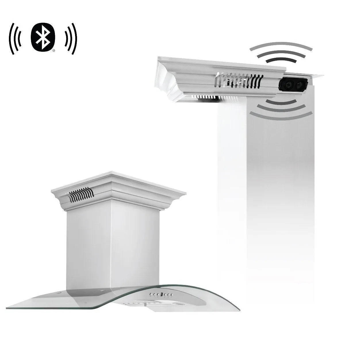 ZLINE 24-Inch Wall Mount Range Hood in Stainless Steel with Built-in CrownSound Bluetooth Speakers (KN4CRN-BT-24)